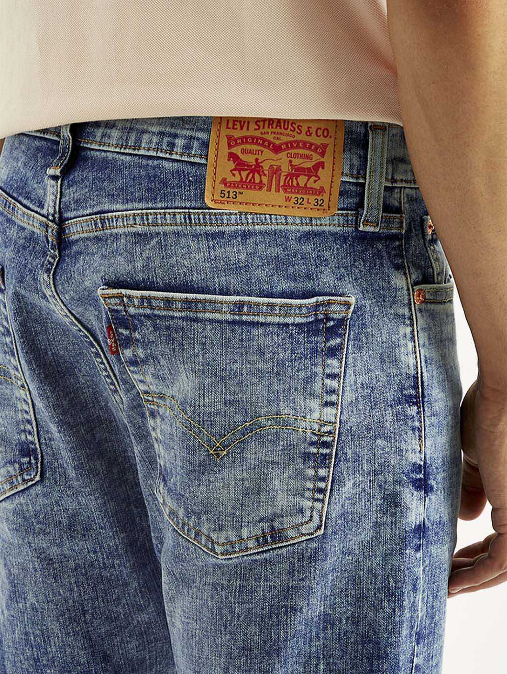 Men's 513 Blue Slim Straight Fit Mid Rise Jeans - 20 View