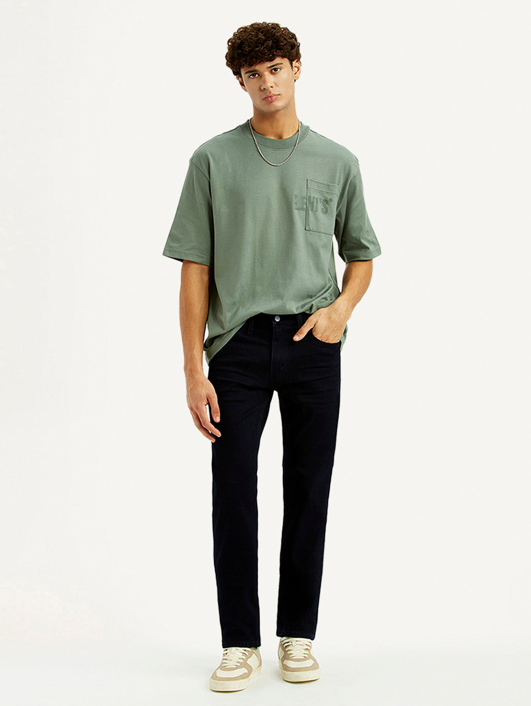 Men's 513 Dark Blue Slim Straight Fit Mid Rise Jeans - Styleshot View