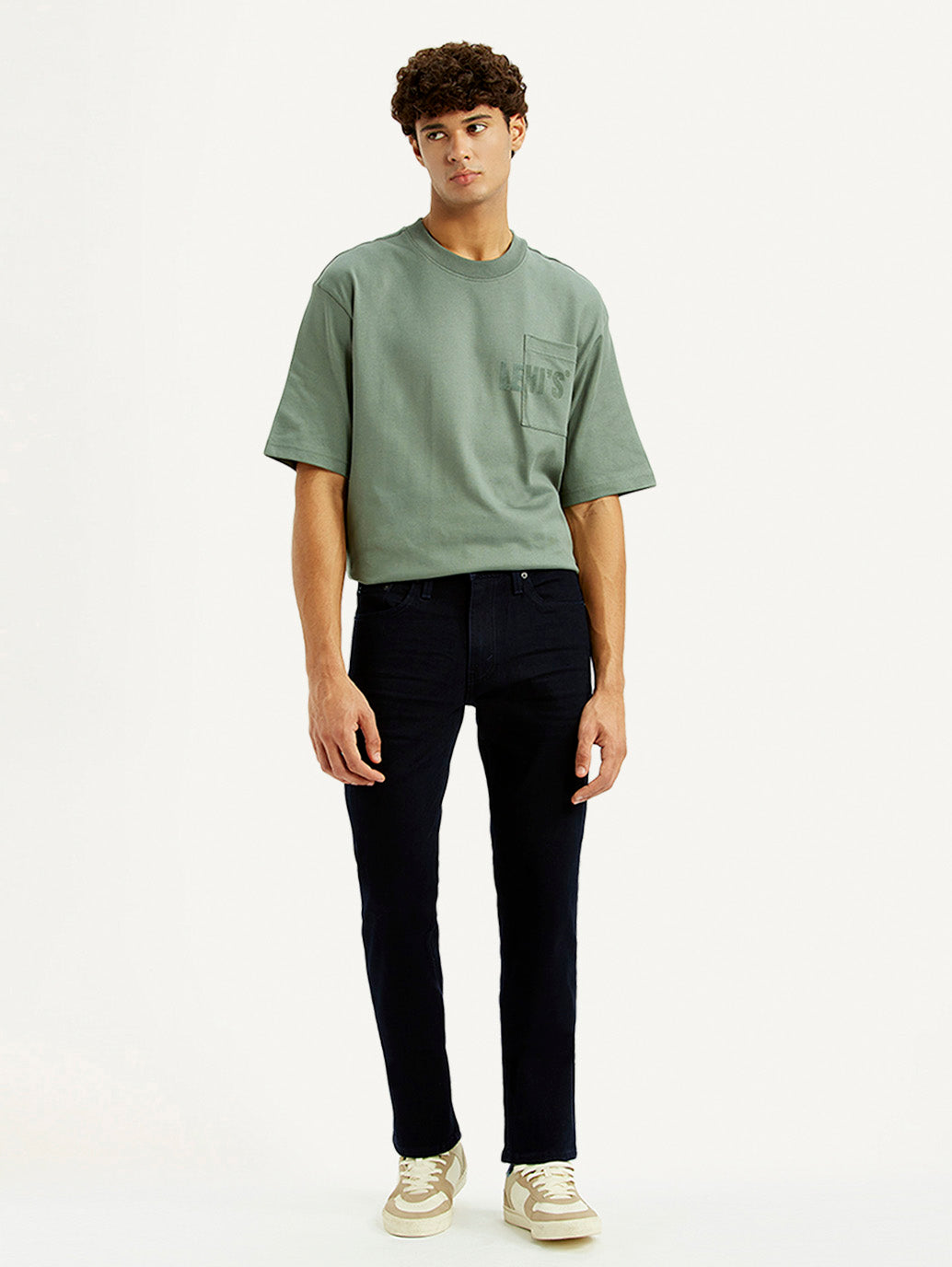 Men's 513 Dark Blue Slim Straight Fit Mid Rise Jeans - Front View