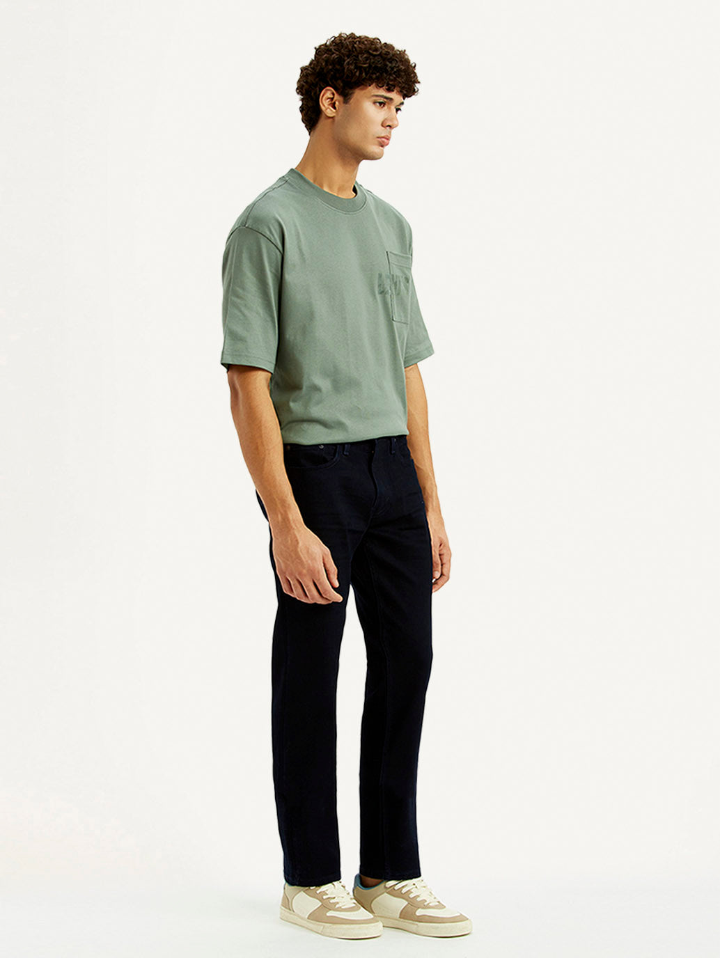 Men's 513 Dark Blue Slim Straight Fit Mid Rise Jeans - Side View