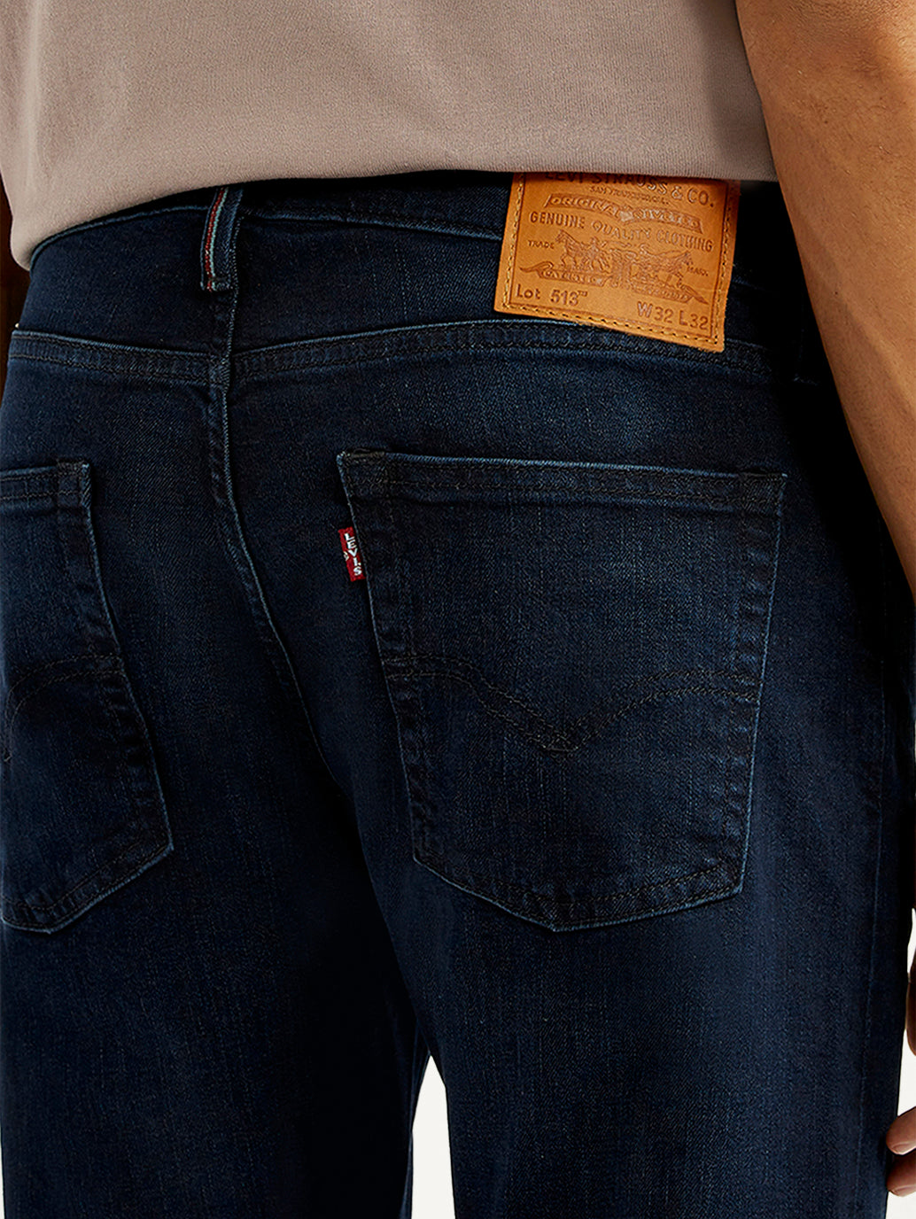 Men's 513 Dark Blue Slim Straight Fit Mid Rise Selvedge Jeans - Detail View