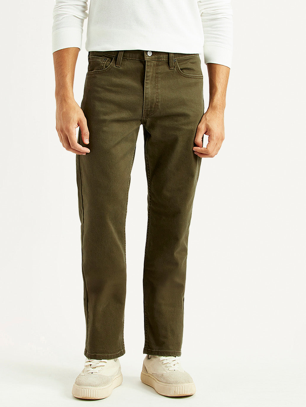 Men's 513 Olive Slim Straight Fit Mid Rise Jeans - Front View