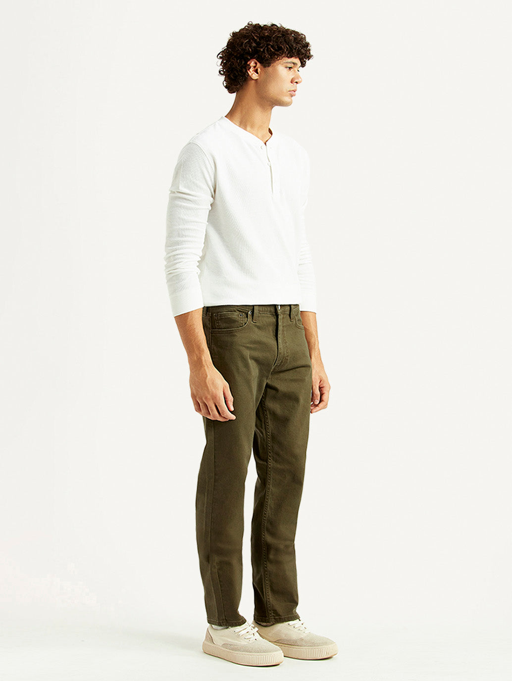 Men's 513 Olive Slim Straight Fit Mid Rise Jeans - Side View