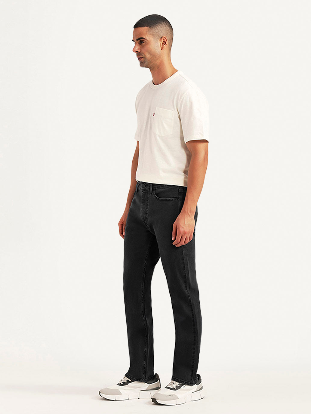 Men's 513 Black Slim Straight Fit Mid Rise Jeans - Side View