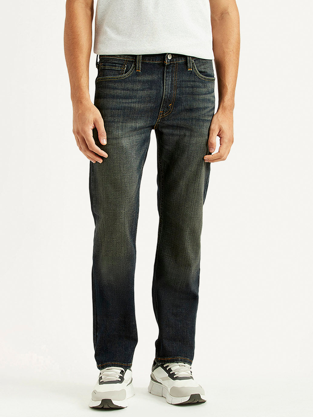 Men's 513 Charcoal Grey Slim Straight Fit Mid Rise Jeans - Front View
