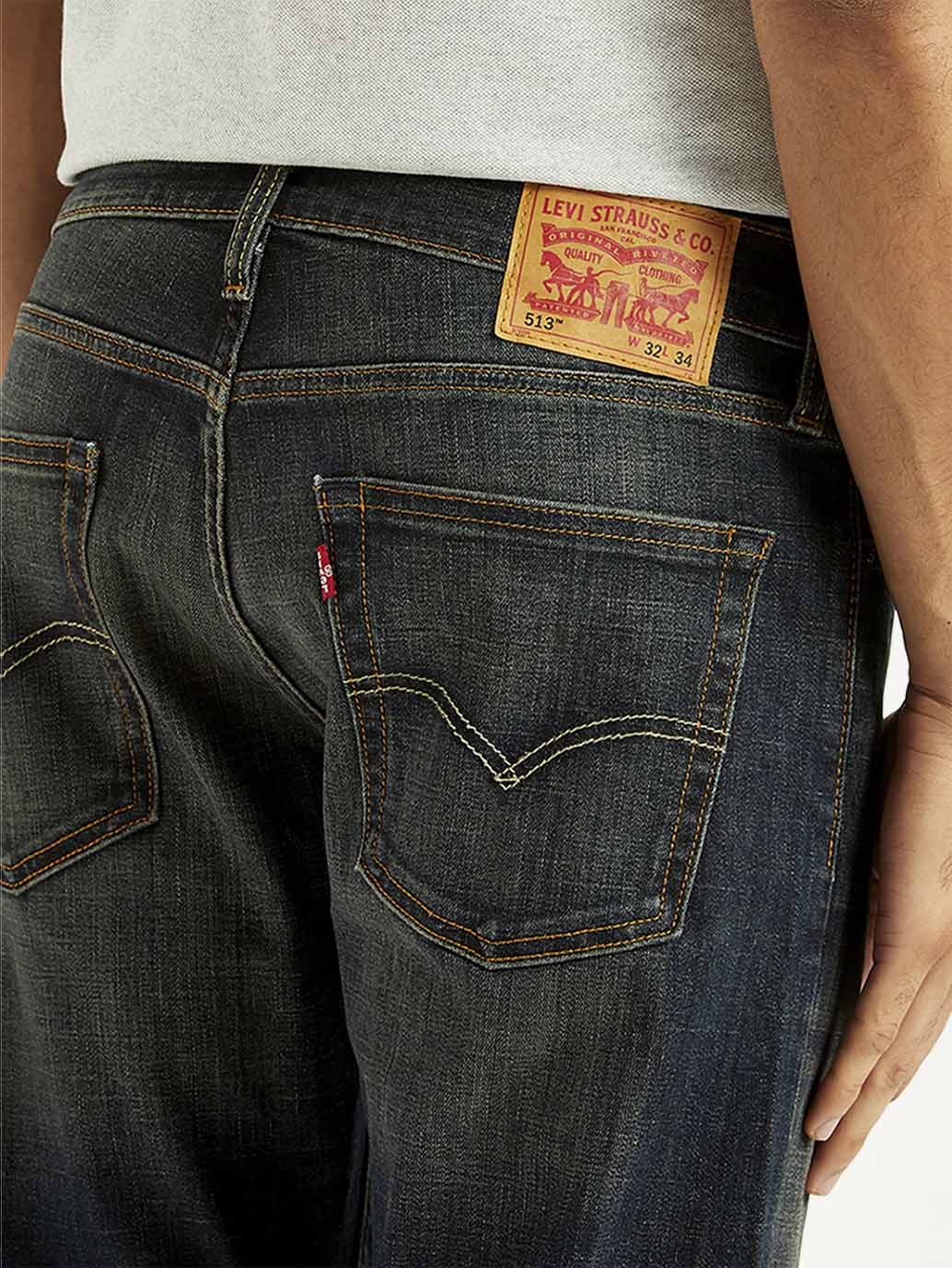 Men's 513 Charcoal Grey Slim Straight Fit Mid Rise Jeans - Detail View