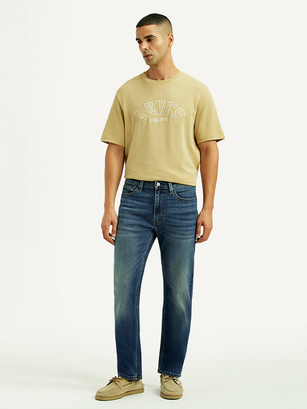 Men's 513 Dark Blue Slim Straight Fit Mid Rise Jeans - Front View