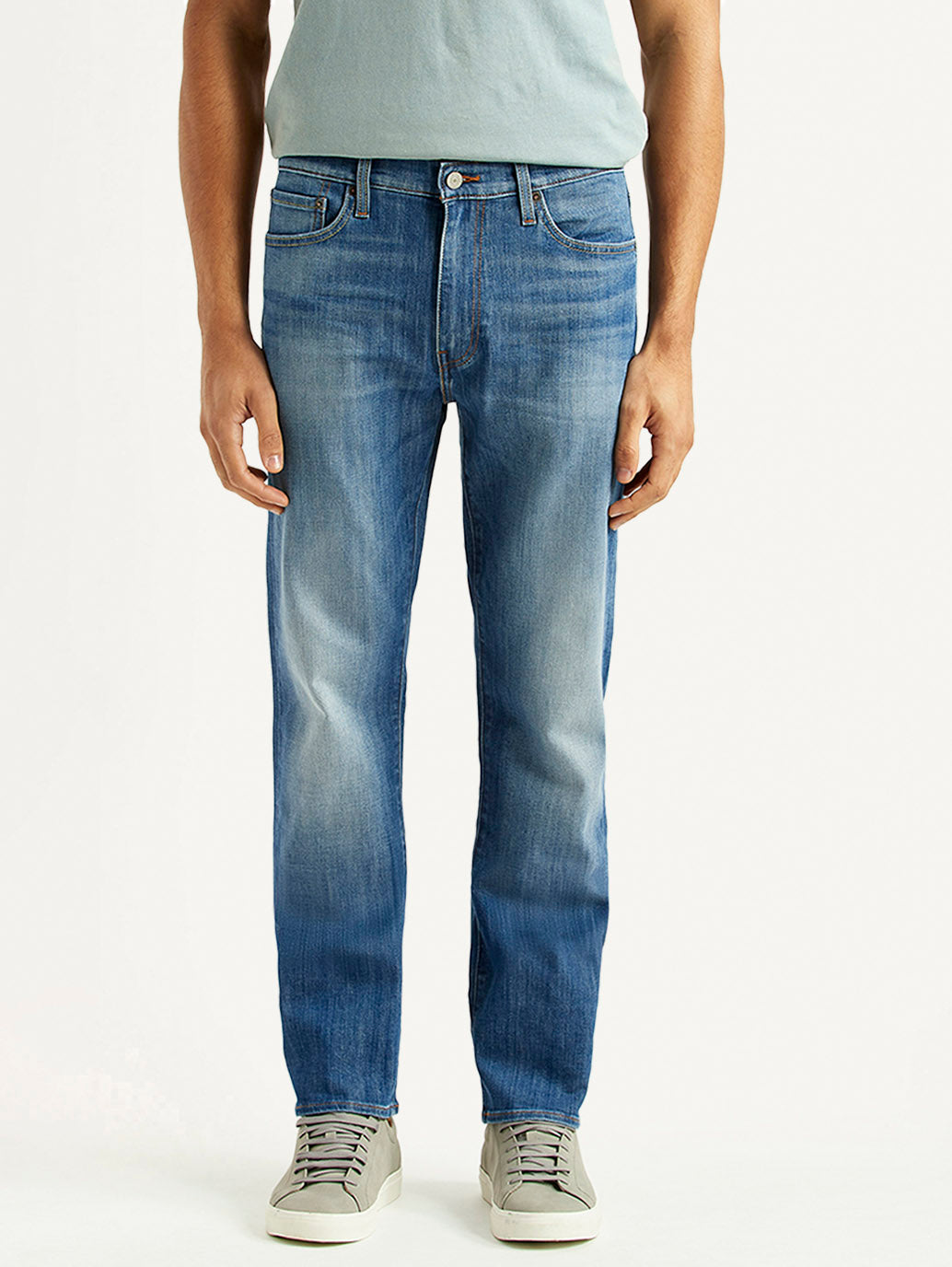 Men's 513 Blue Slim Straight Fit Mid Rise Selvedge Jeans - Front View