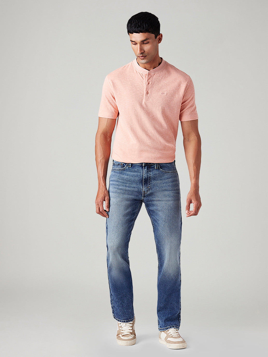 Men's 513 Blue Slim Straight Fit Mid Rise Jeans - Front View