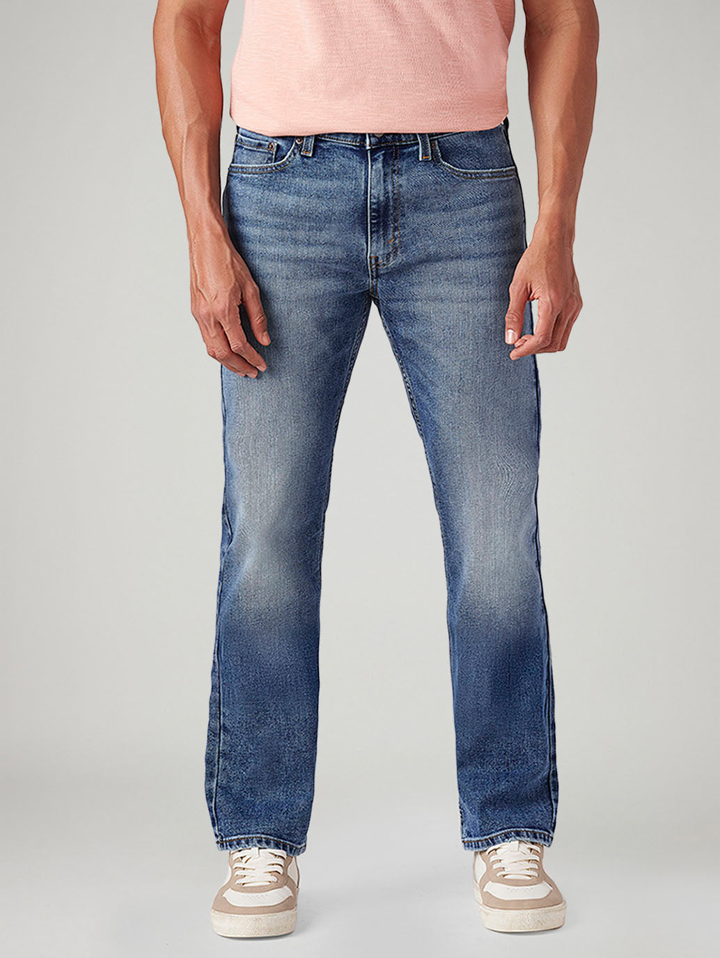 Men's 513 Blue Slim Straight Fit Mid Rise Jeans - Front View