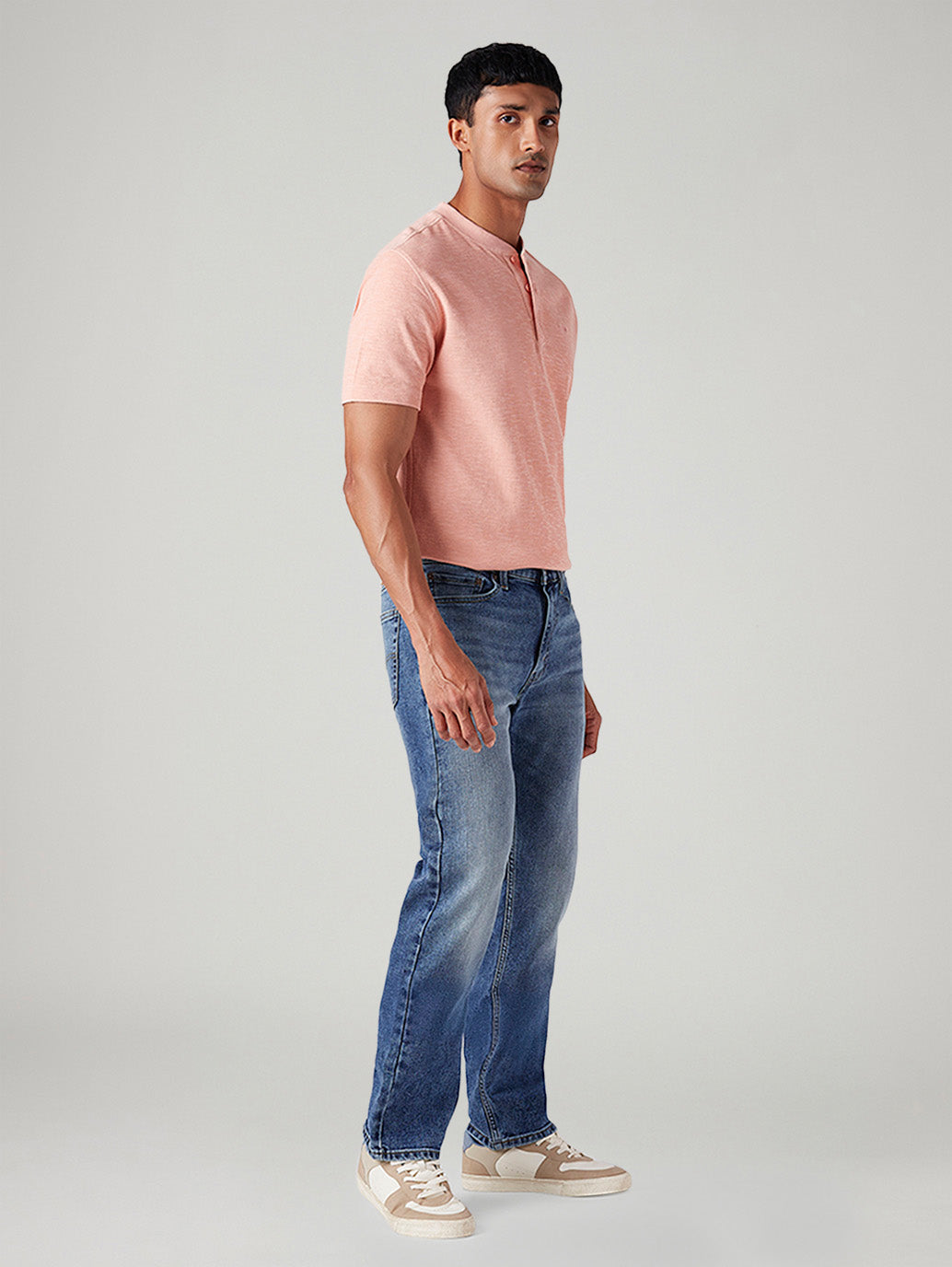 Men's 513 Blue Slim Straight Fit Mid Rise Jeans - Side View