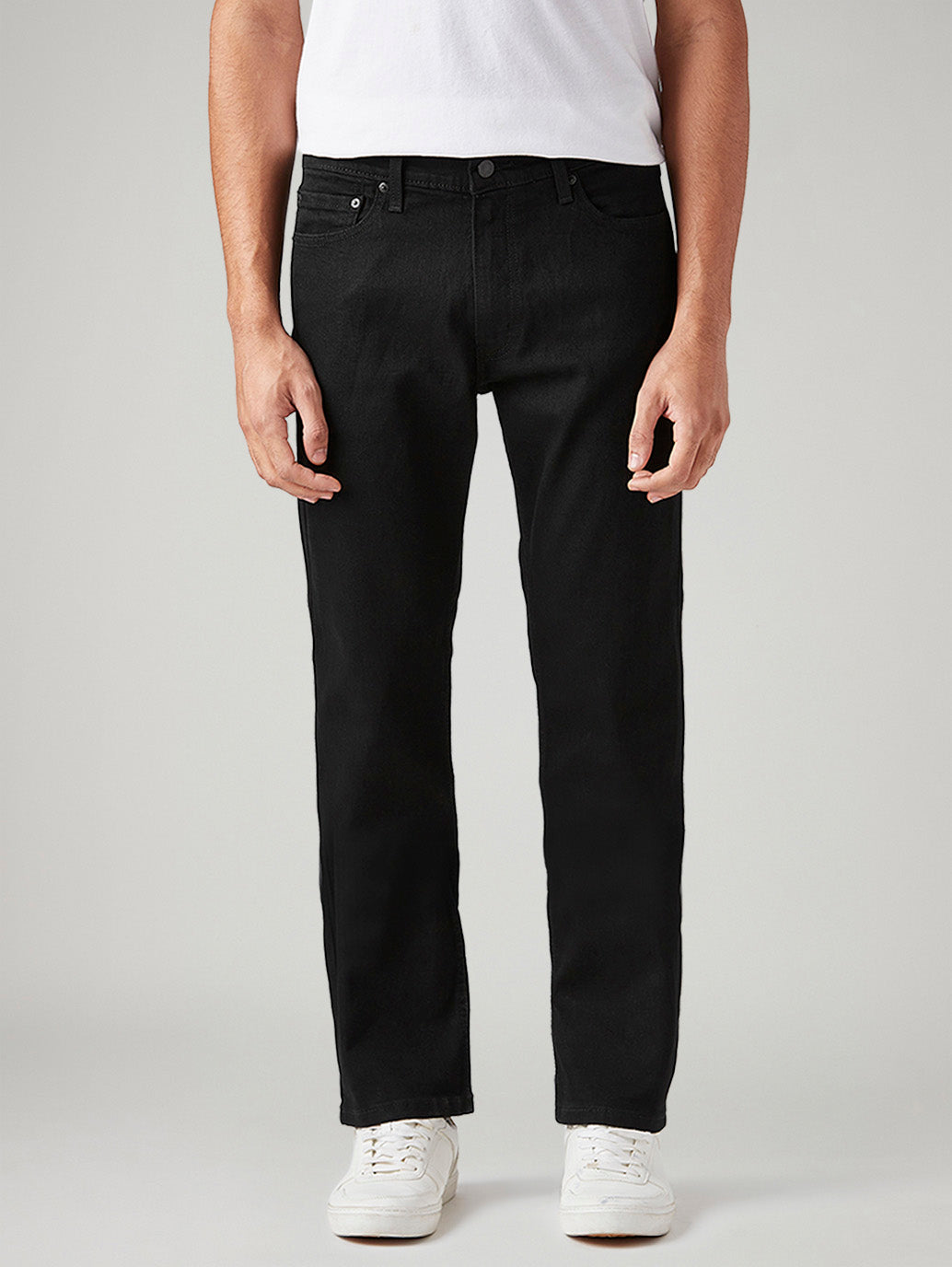 Men's 513 Black Slim Straight Fit Mid Rise Jeans - Front View