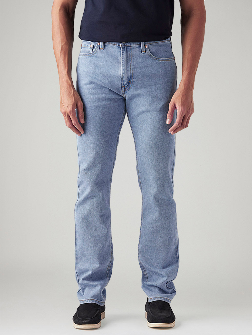 Men's 513 Light Blue Slim Straight Fit Mid Rise Jeans - Front View