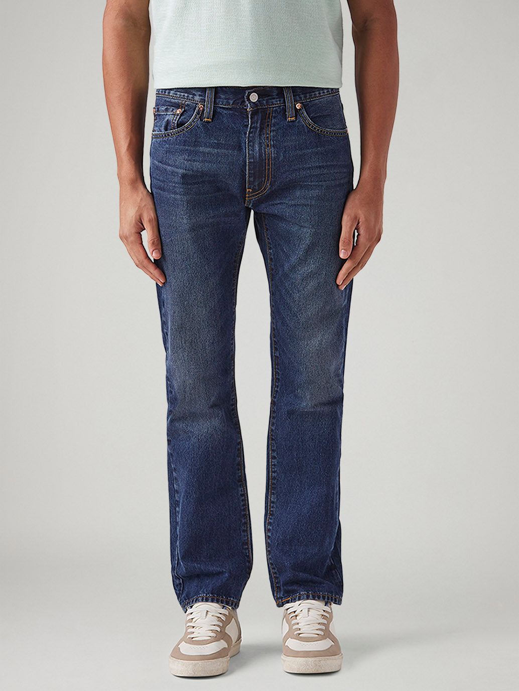 Men's 513 Blue Slim Straight Fit Mid Rise Jeans - Front View