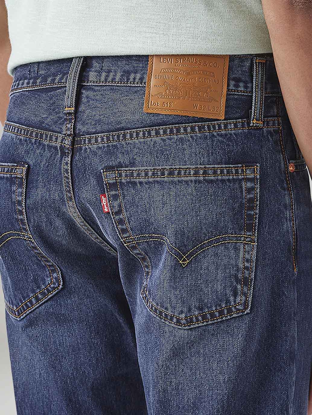Men's 513 Blue Slim Straight Fit Mid Rise Jeans - 20 View