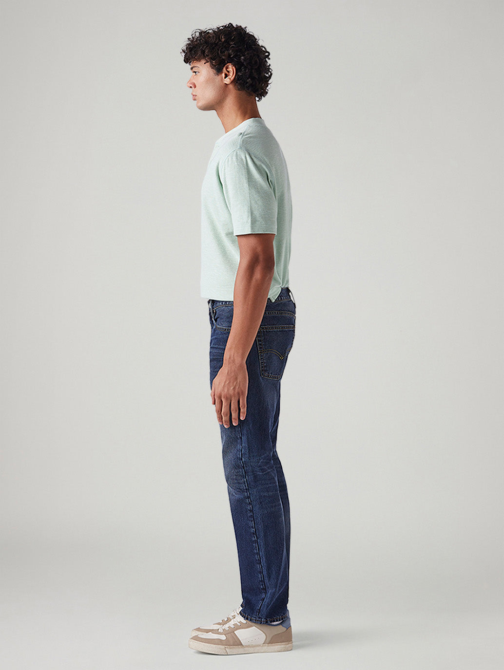 Men's 513 Blue Slim Straight Fit Mid Rise Jeans - Side View