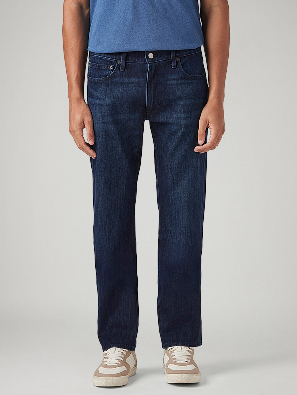 Men's 513 Dark Blue Slim Straight Fit Mid Rise Jeans - Front View