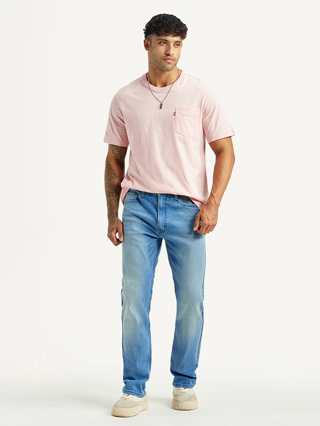 Men's 513 Light Blue Slim Straight Fit Mid Rise Jeans - Styleshot View