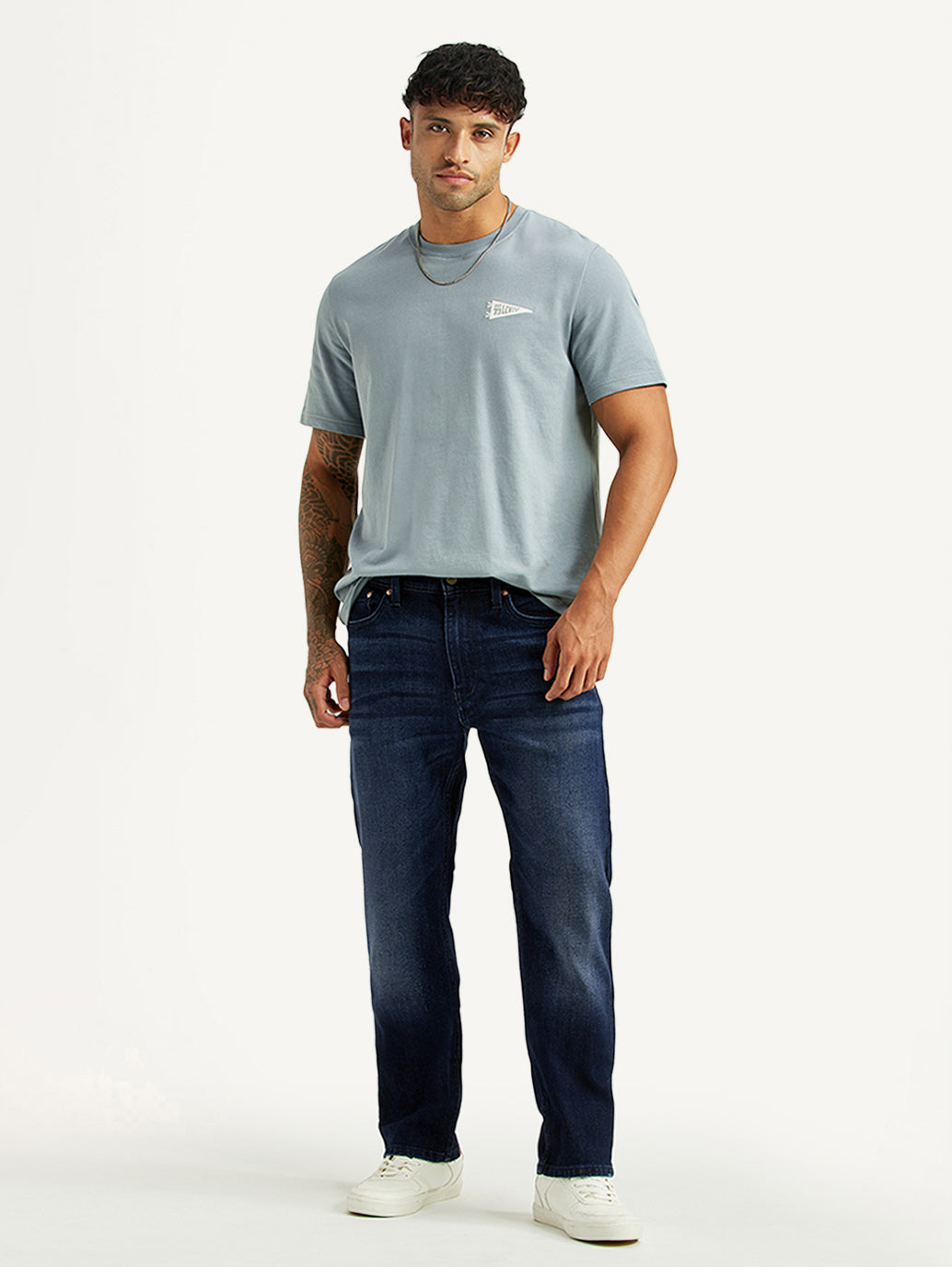 Men's 513 Dark Blue Slim Straight Fit Mid Rise Jeans