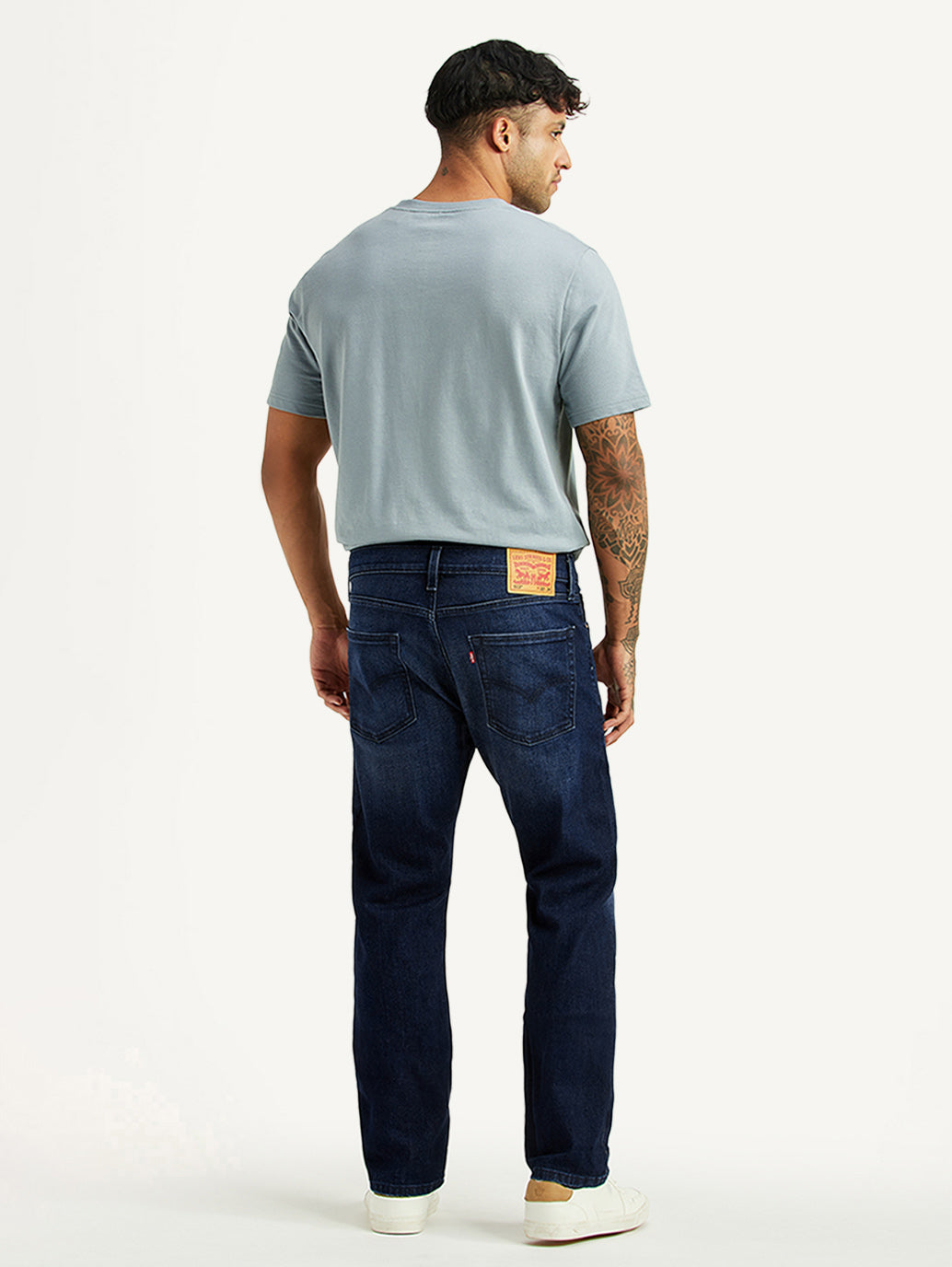 Men's 513 Dark Blue Slim Straight Fit Mid Rise Jeans - Back View
