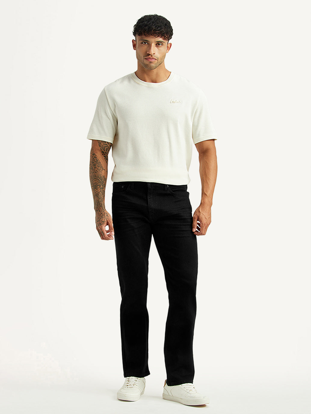 Men's 513 Black Slim Straight Fit Mid Rise Kooltex Jeans - Front View