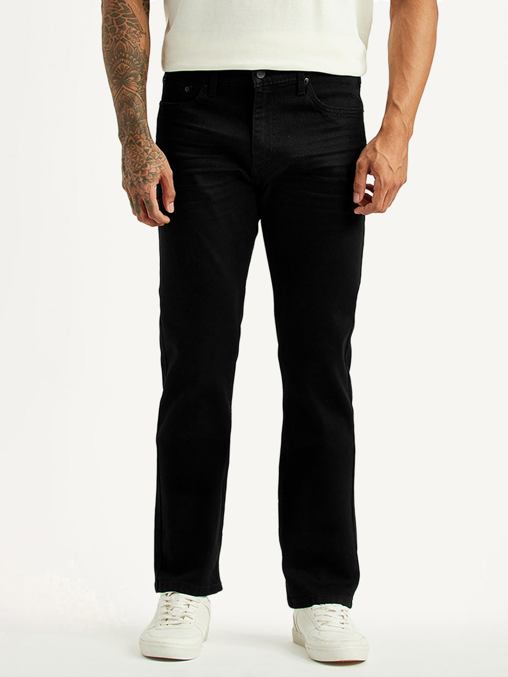 Men's 513 Black Slim Straight Fit Mid Rise Kooltex Jeans - Front View