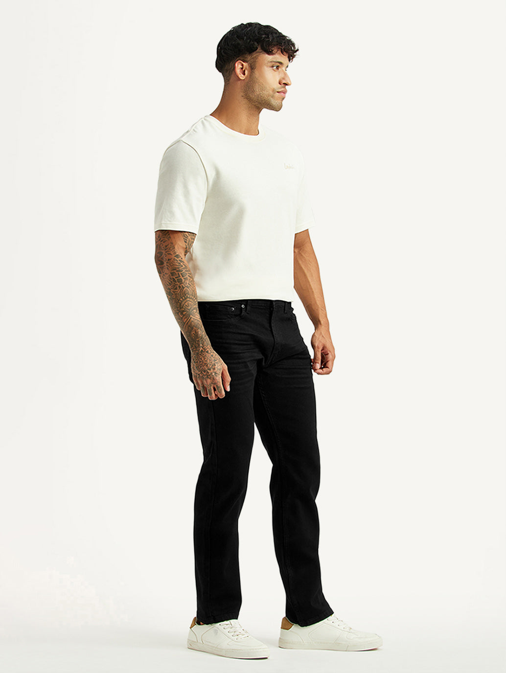 Men's 513 Black Slim Straight Fit Mid Rise Kooltex Jeans - Side View