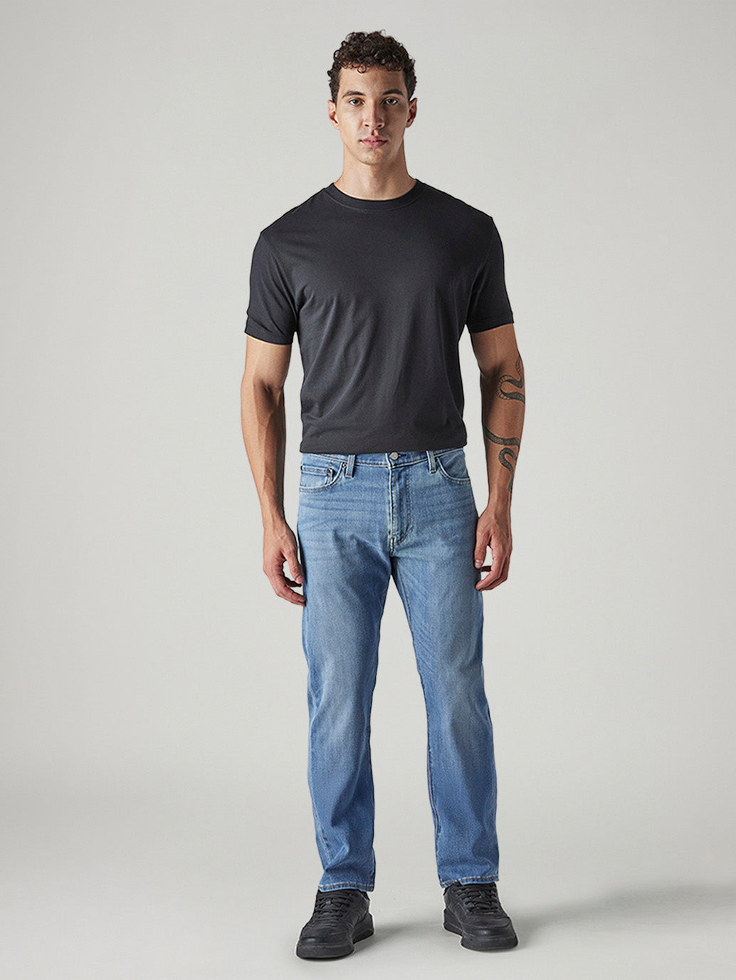 Men's 513 Light Blue Slim Straight Fit Mid Rise Jeans - Front View