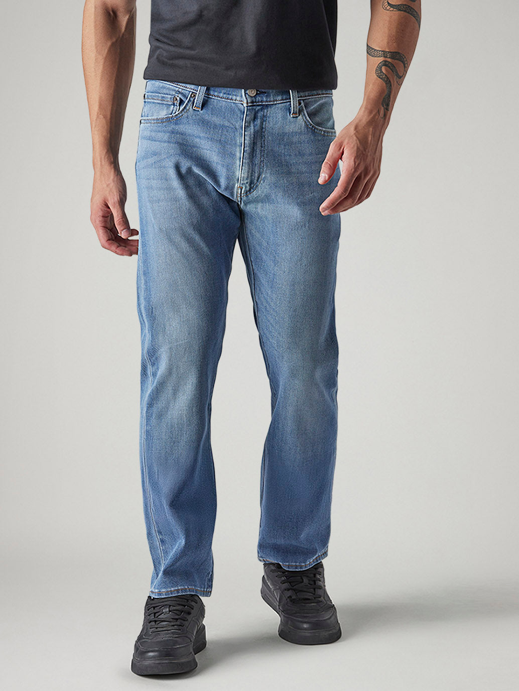 Men's 513 Light Blue Slim Straight Fit Mid Rise Jeans - Front View
