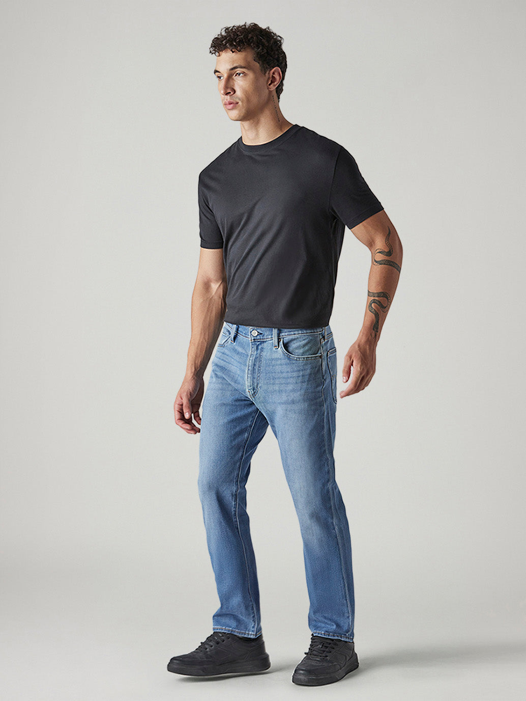 Men's 513 Light Blue Slim Straight Fit Mid Rise Jeans - Side View
