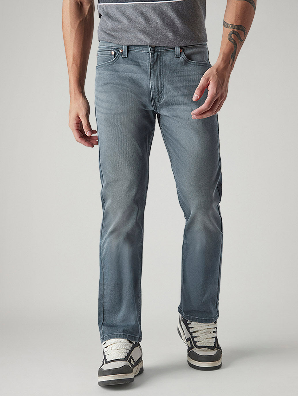 Men's 513 Indigo Slim Straight Fit Mid Rise Overdyed Jeans - Front View