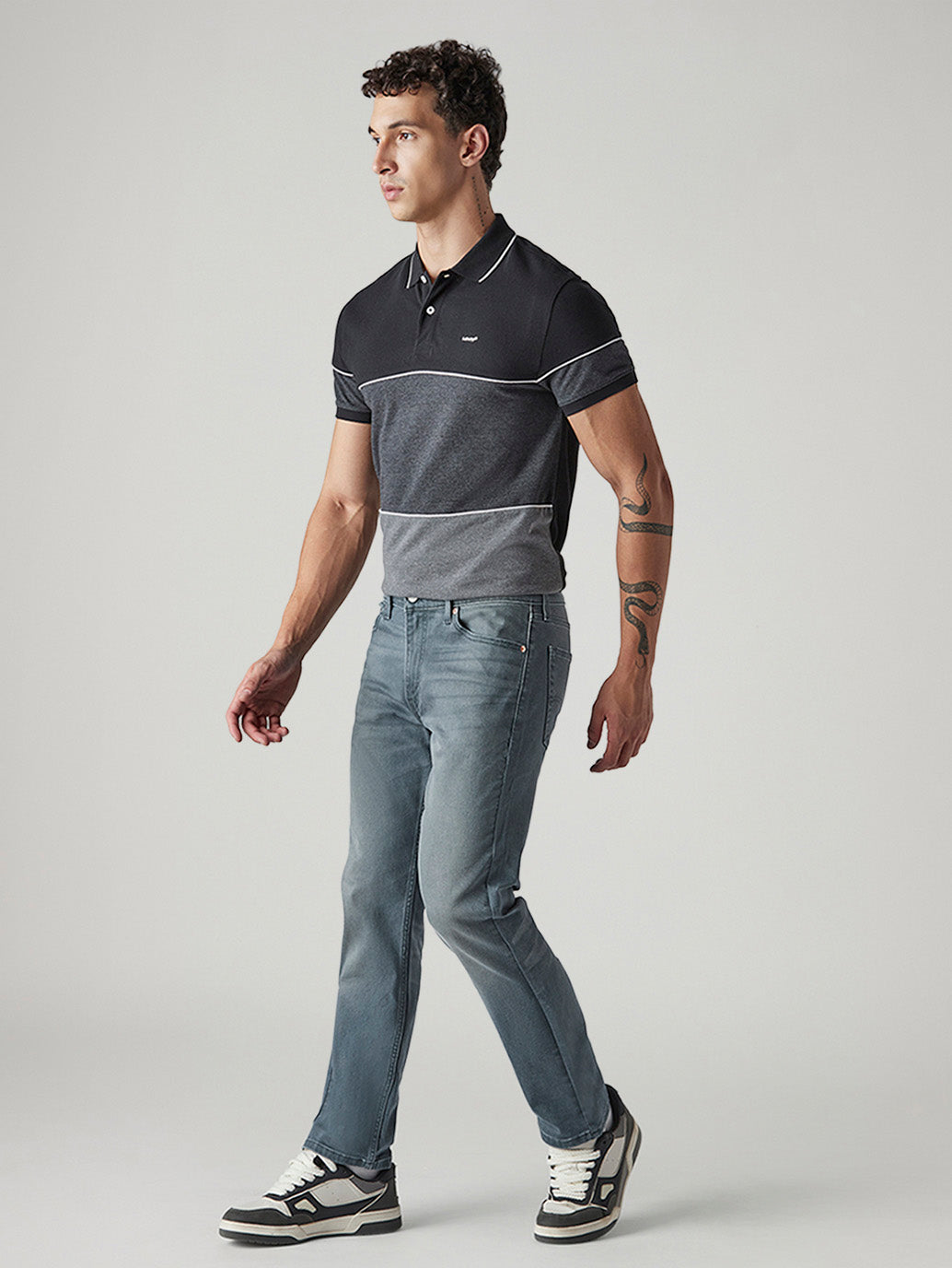 Men's 513 Indigo Slim Straight Fit Mid Rise Overdyed Jeans - Side View