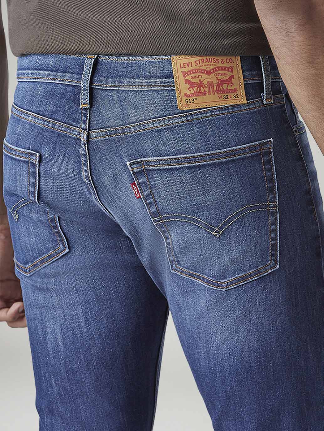 Men's 513 Med Indigo Slim Straight Fit Mid Rise Jeans - 20 View