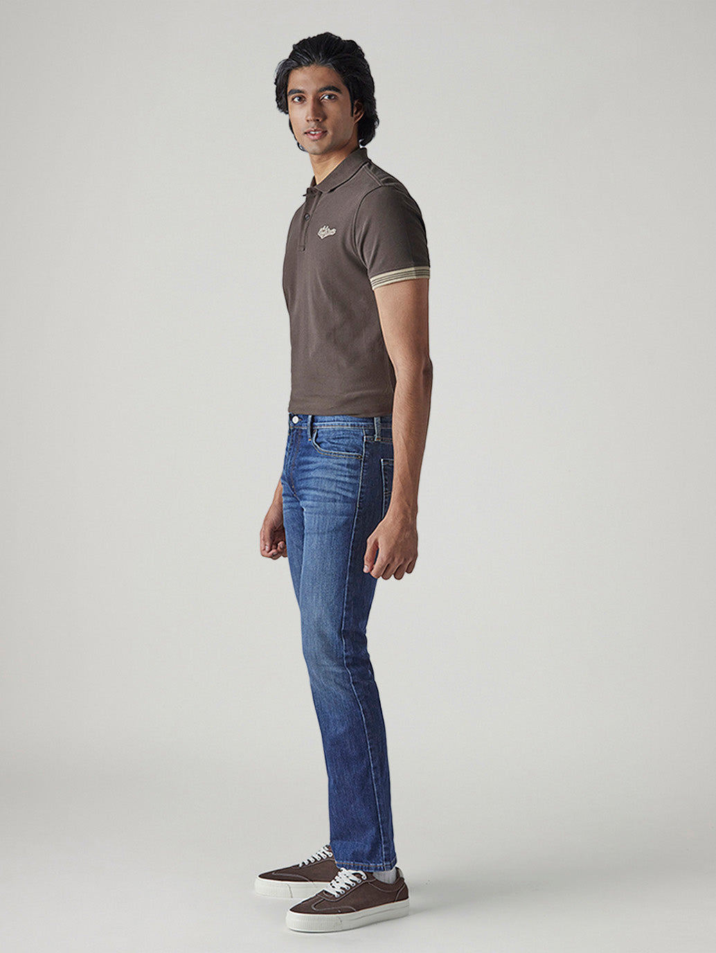Men's 513 Med Indigo Slim Straight Fit Mid Rise Jeans - Side View