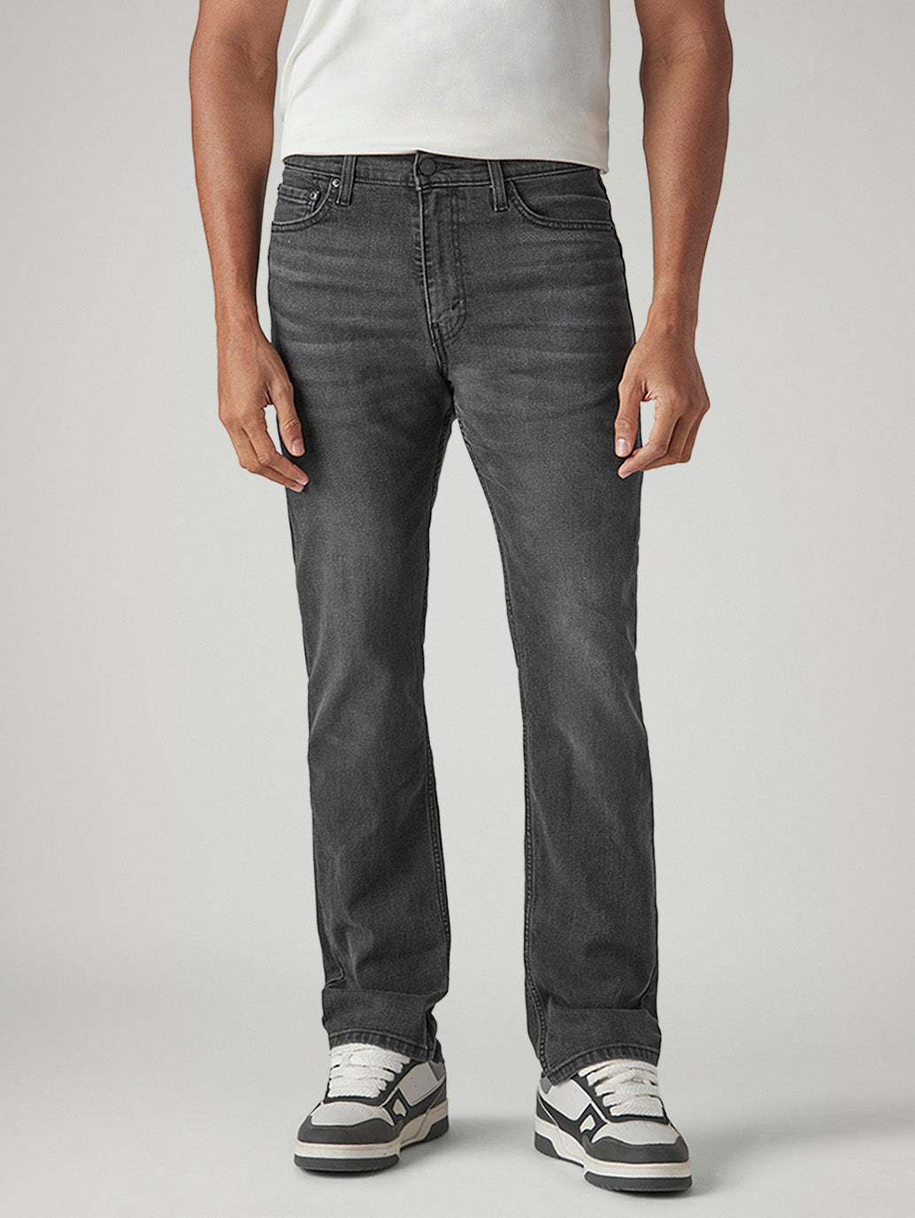 Men's 513 Charcoal Grey Slim Straight Fit Mid Rise Jeans - Front View