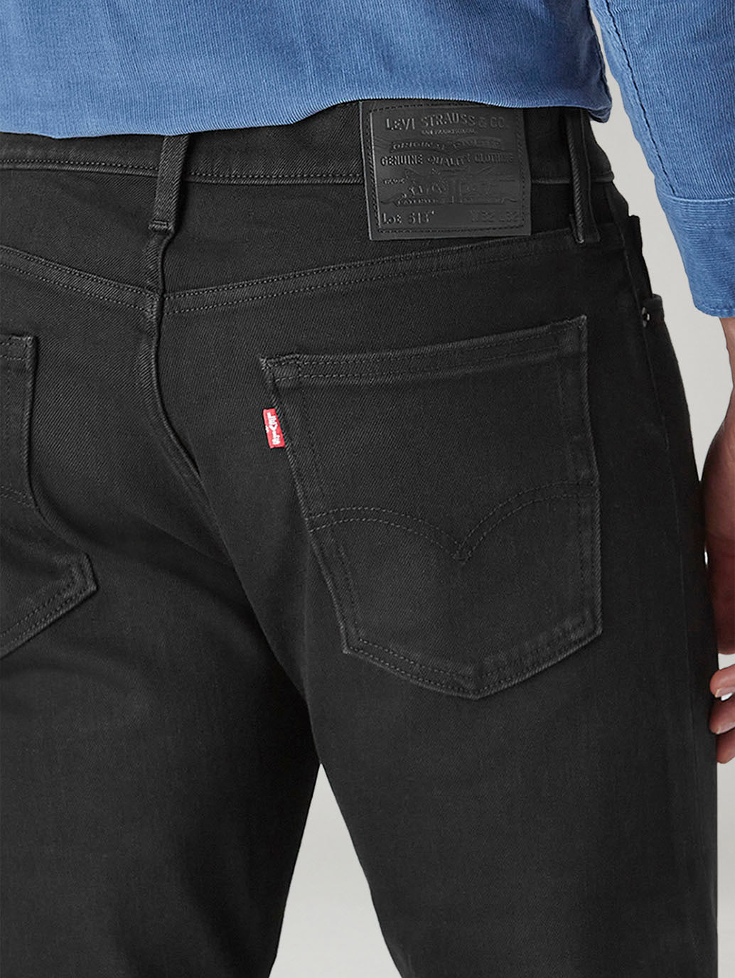 Men's 513 Black Slim Straight Fit Mid Rise Bi-Stretch Jeans - Detail View