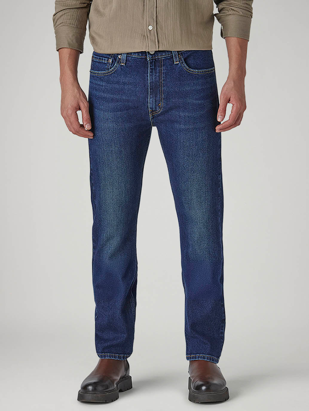Men's 513 Blue Slim Straight Fit Mid Rise Jeans - Front View