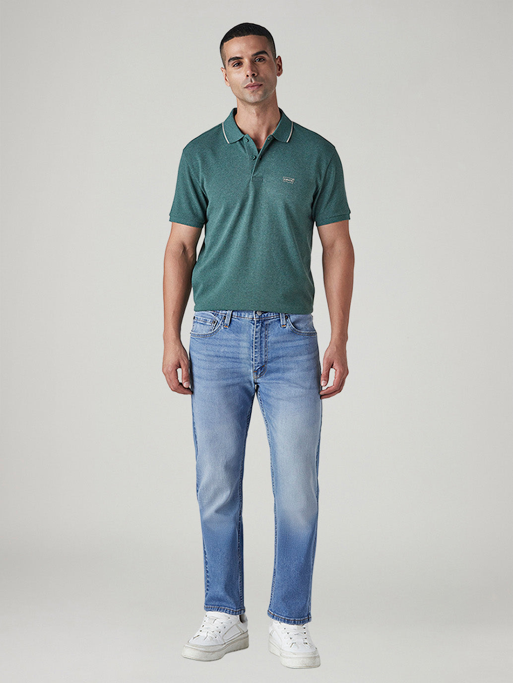 Men's 513 Light Blue Slim Straight Fit Mid Rise Jeans - Front View