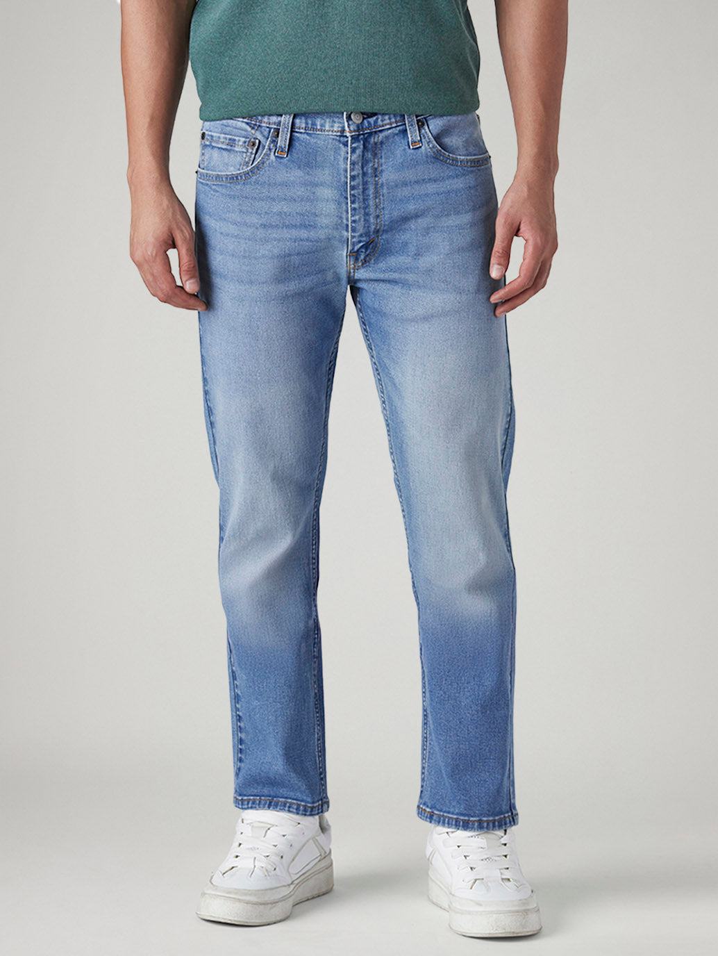 Men's 513 Light Blue Slim Straight Fit Mid Rise Jeans - Front View