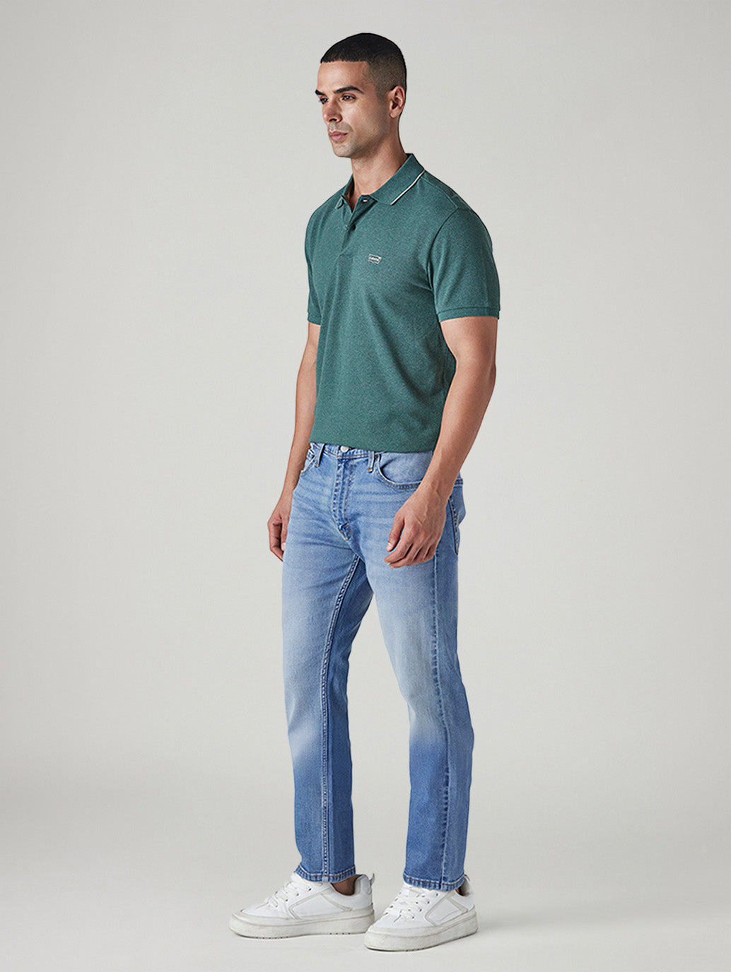 Men's 513 Light Blue Slim Straight Fit Mid Rise Jeans - Side View