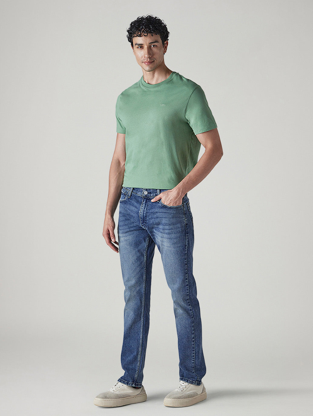 Men's 513 Indigo Slim Straight Fit Mid Rise Jeans - Side View