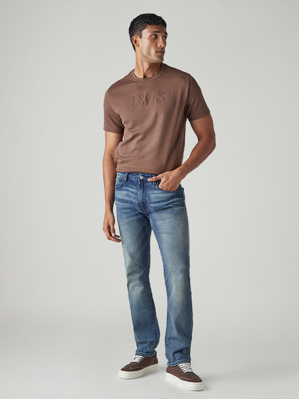 Men's Tinted 513 Slim Straight Fit Mid Rise Selvedge Jeans - Front View
