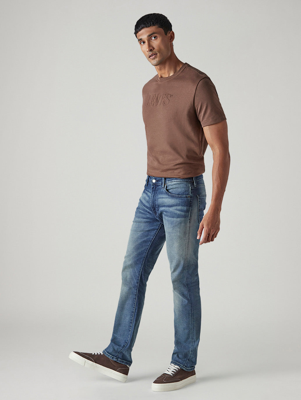 Men's Tinted 513 Slim Straight Fit Mid Rise Selvedge Jeans - Side View