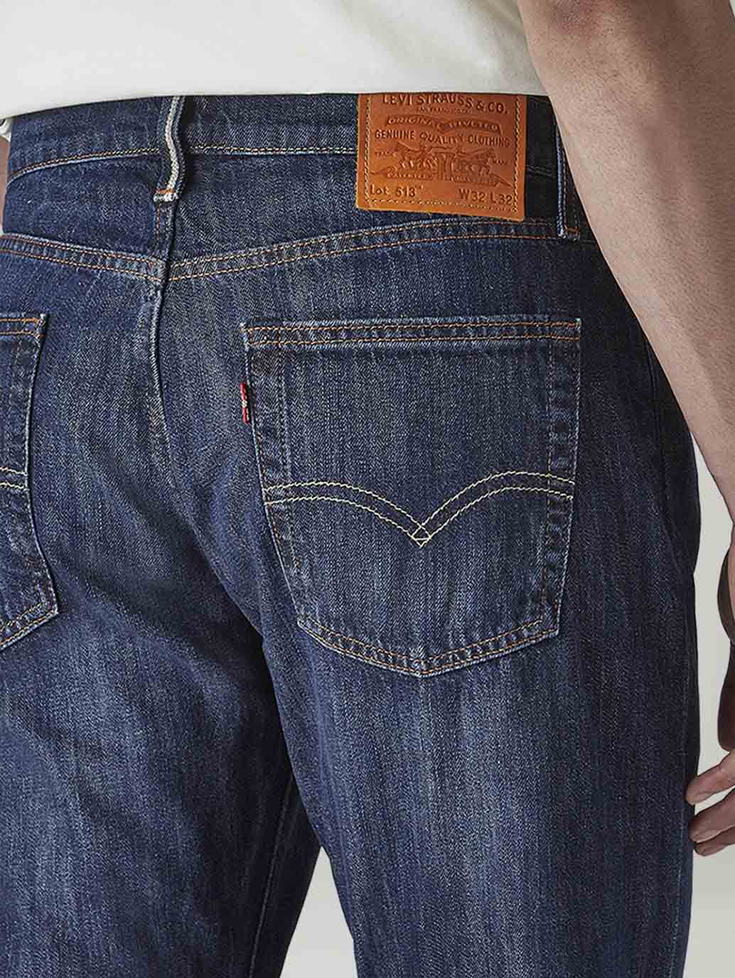 Men's 513 Dark Blue Slim Straight Fit Mid Rise Jeans - Detail View