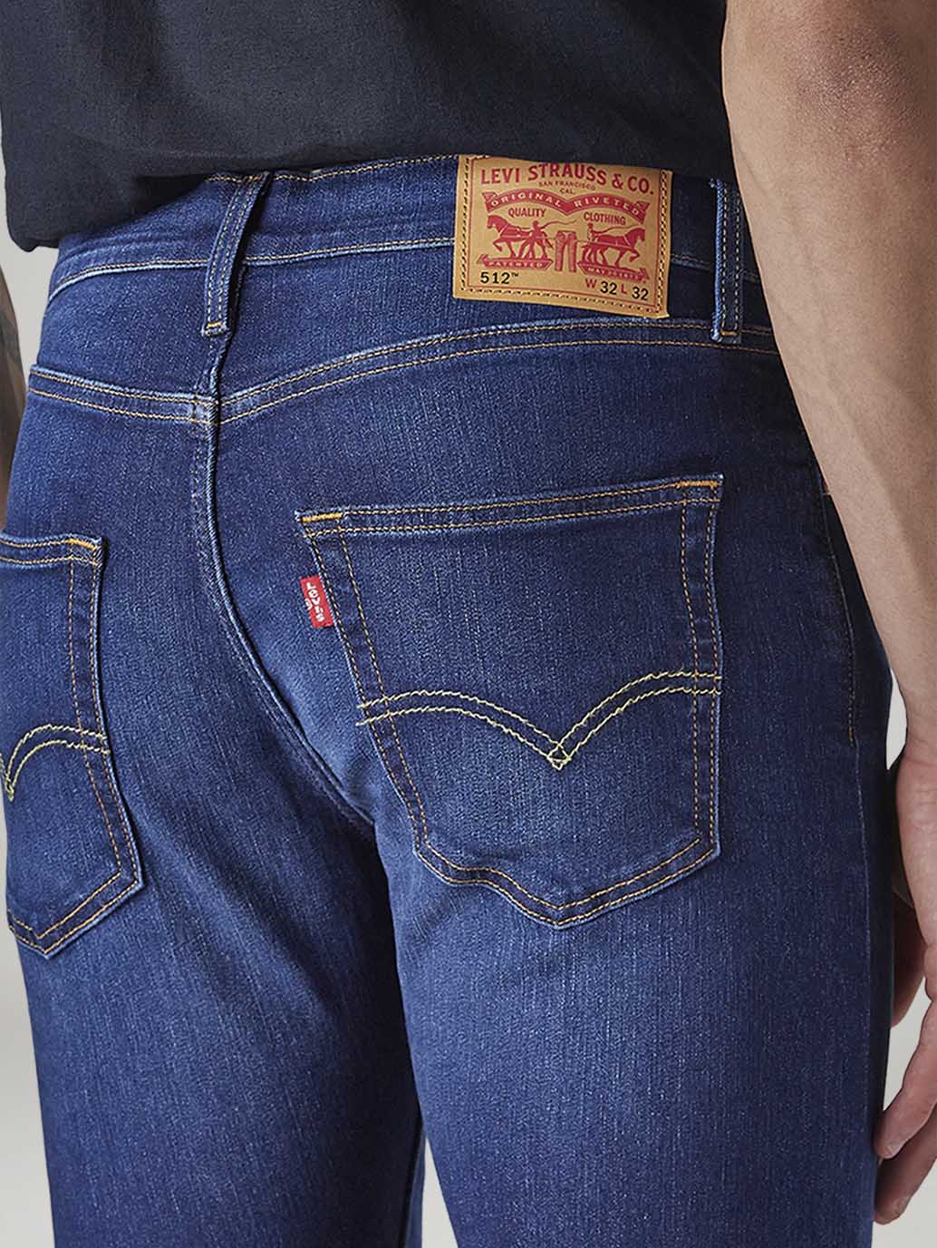 Men's 513 Blue Slim Straight Fit Mid Rise Jeans - Detail View