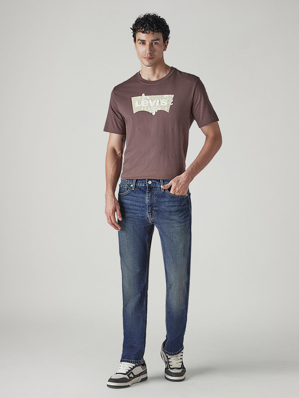 Men's 513 Blue Slim Straight Fit Mid Rise Jeans - Front View