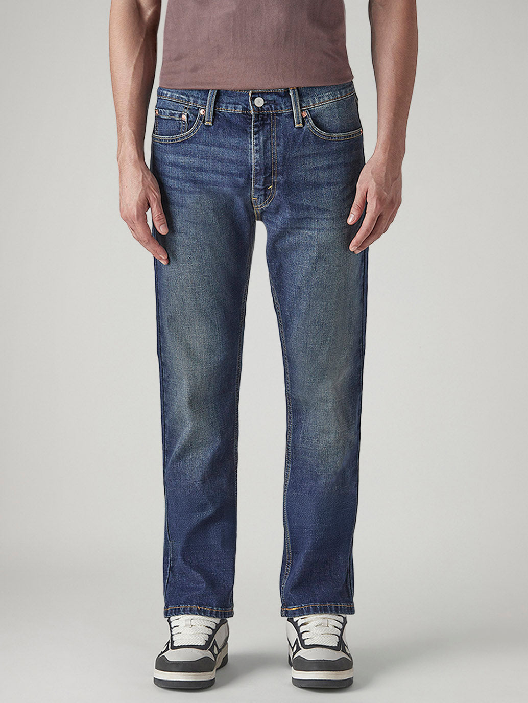 Men's 513 Blue Slim Straight Fit Mid Rise Jeans - Front View