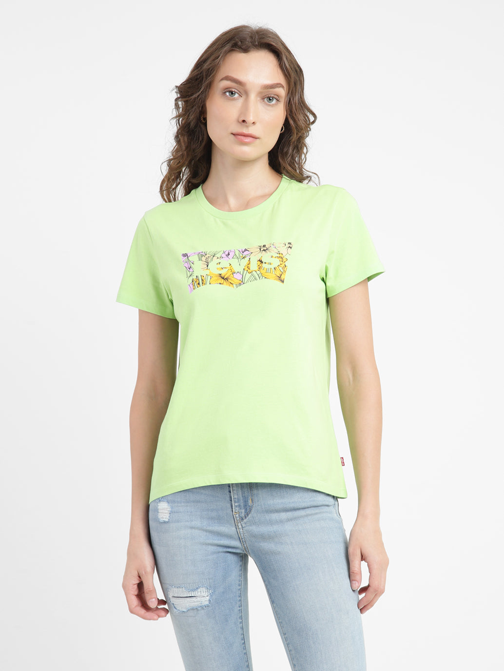 Women's Graphic Print Round Neck T-shirt Green