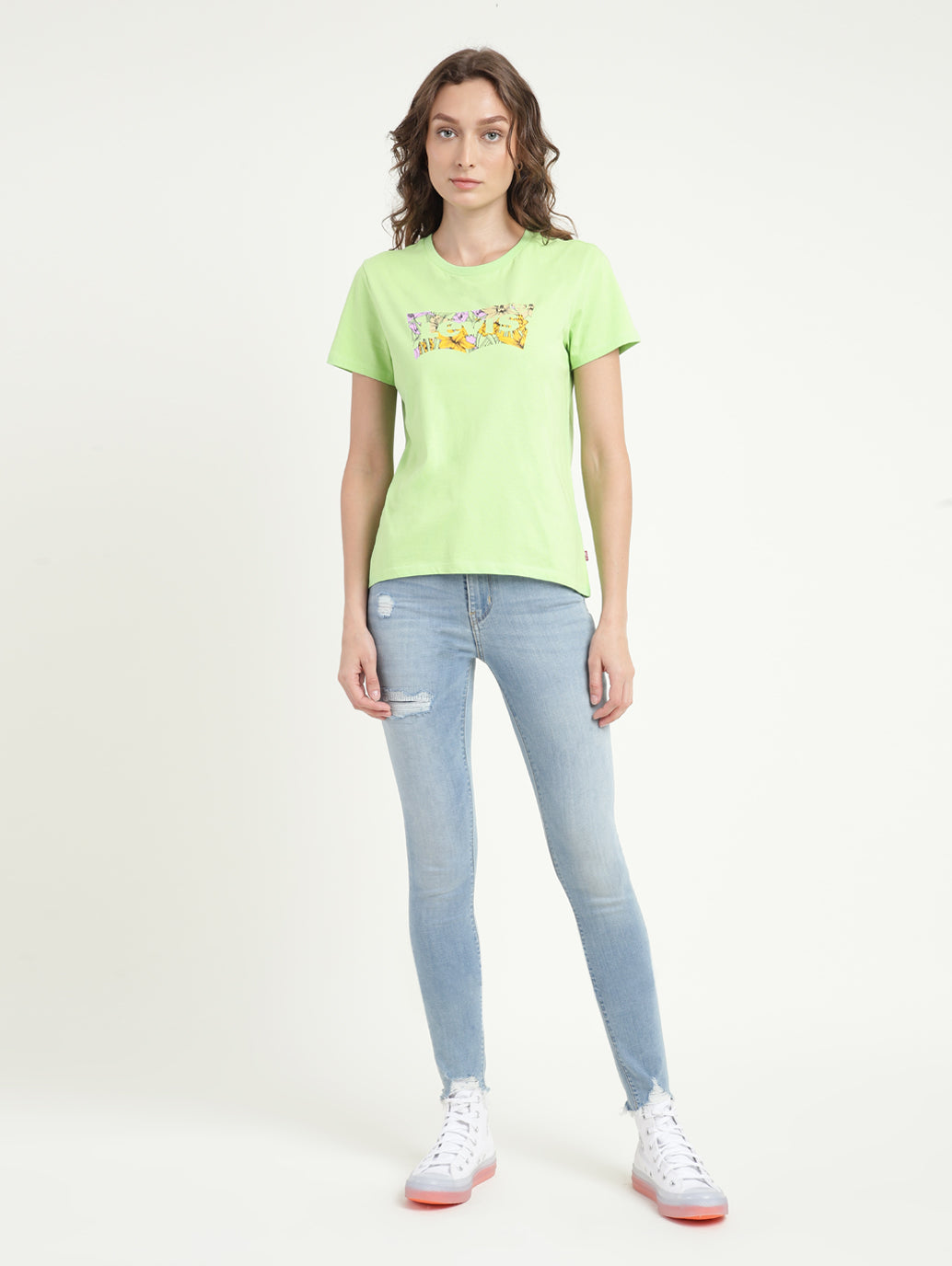 Women's Graphic Print Round Neck T-shirt Green