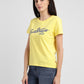 Women's Brand Logo Round Neck T-shirt Yellow
